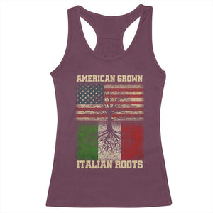 American Grown Italian Roots Racerback Tank Top USA Italy Flag Family Tree Italian TS10 Maroon Print Your Wear