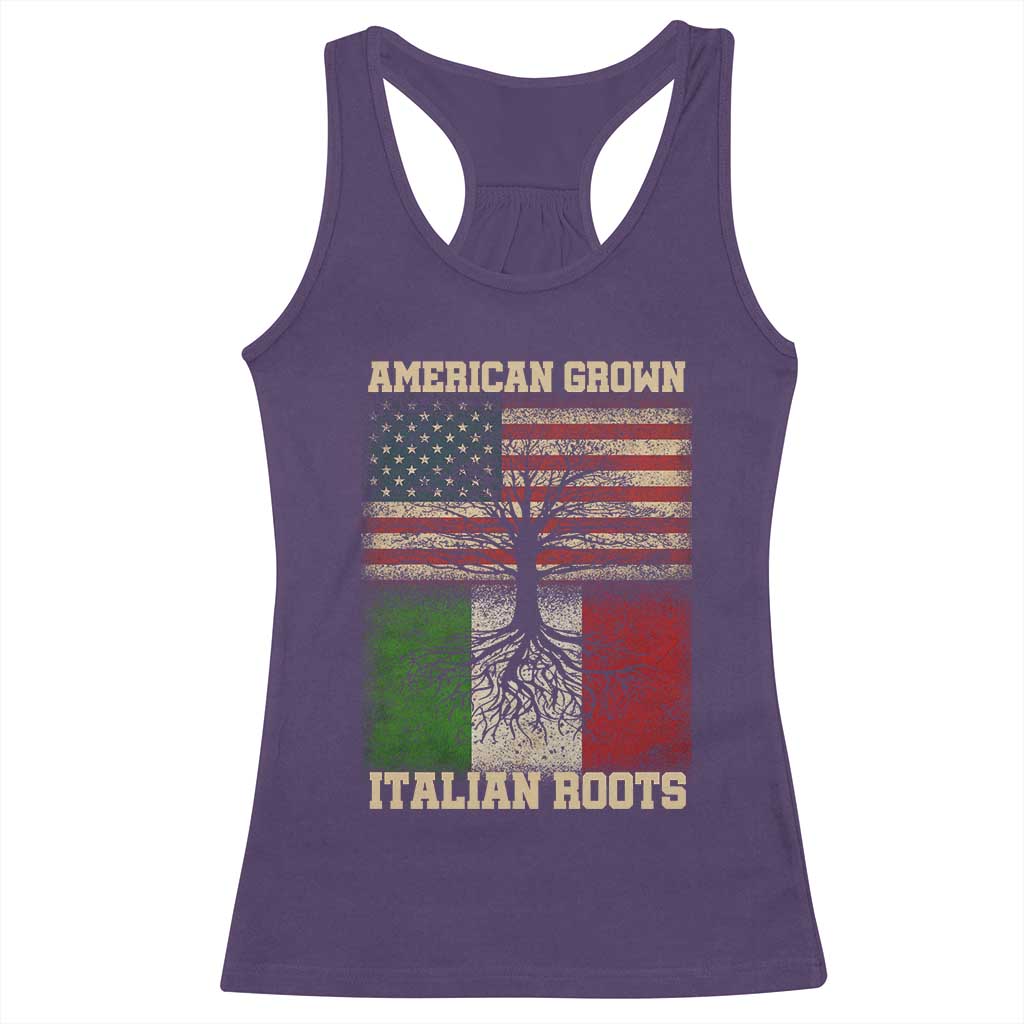 American Grown Italian Roots Racerback Tank Top USA Italy Flag Family Tree Italian TS10 Purple Print Your Wear