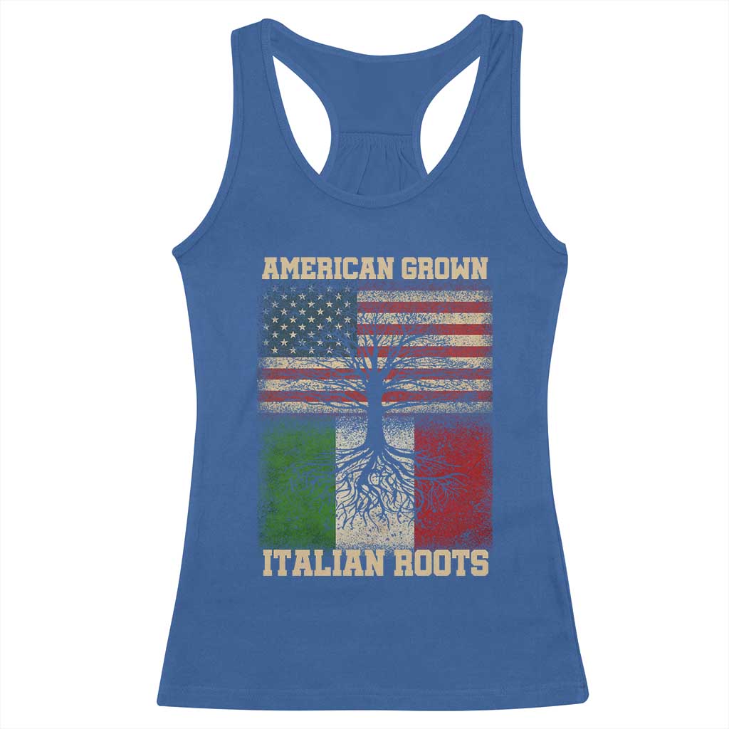 American Grown Italian Roots Racerback Tank Top USA Italy Flag Family Tree Italian TS10 Royal Blue Print Your Wear