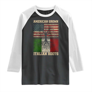 American Grown Italian Roots Raglan Shirt USA Italy Flag Family Tree Italian TS10 Black White Print Your Wear