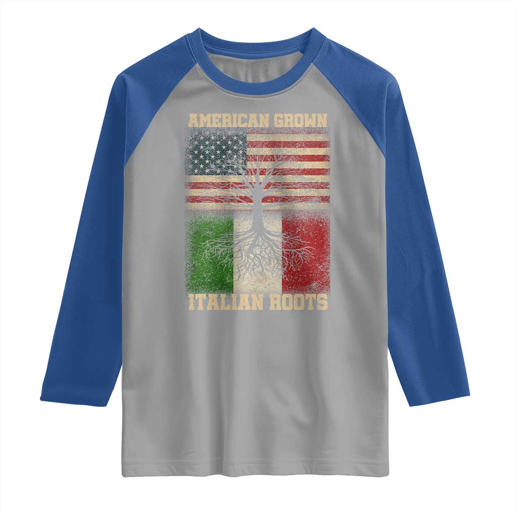 American Grown Italian Roots Raglan Shirt USA Italy Flag Family Tree Italian TS10 Sport Gray Royal Print Your Wear
