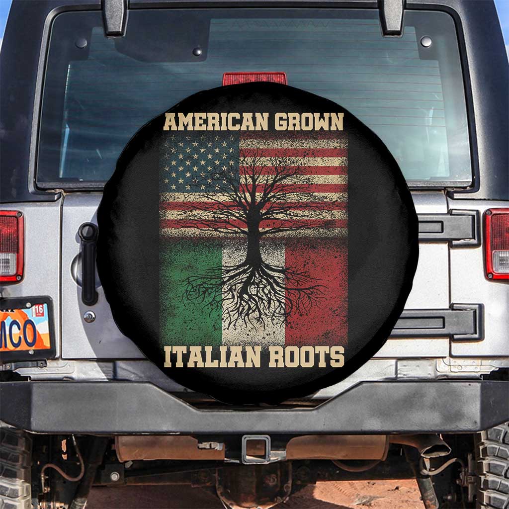 American Grown Italian Roots Spare Tire Cover USA Italy Flag Family Tree Italian TS10 No hole Black Print Your Wear