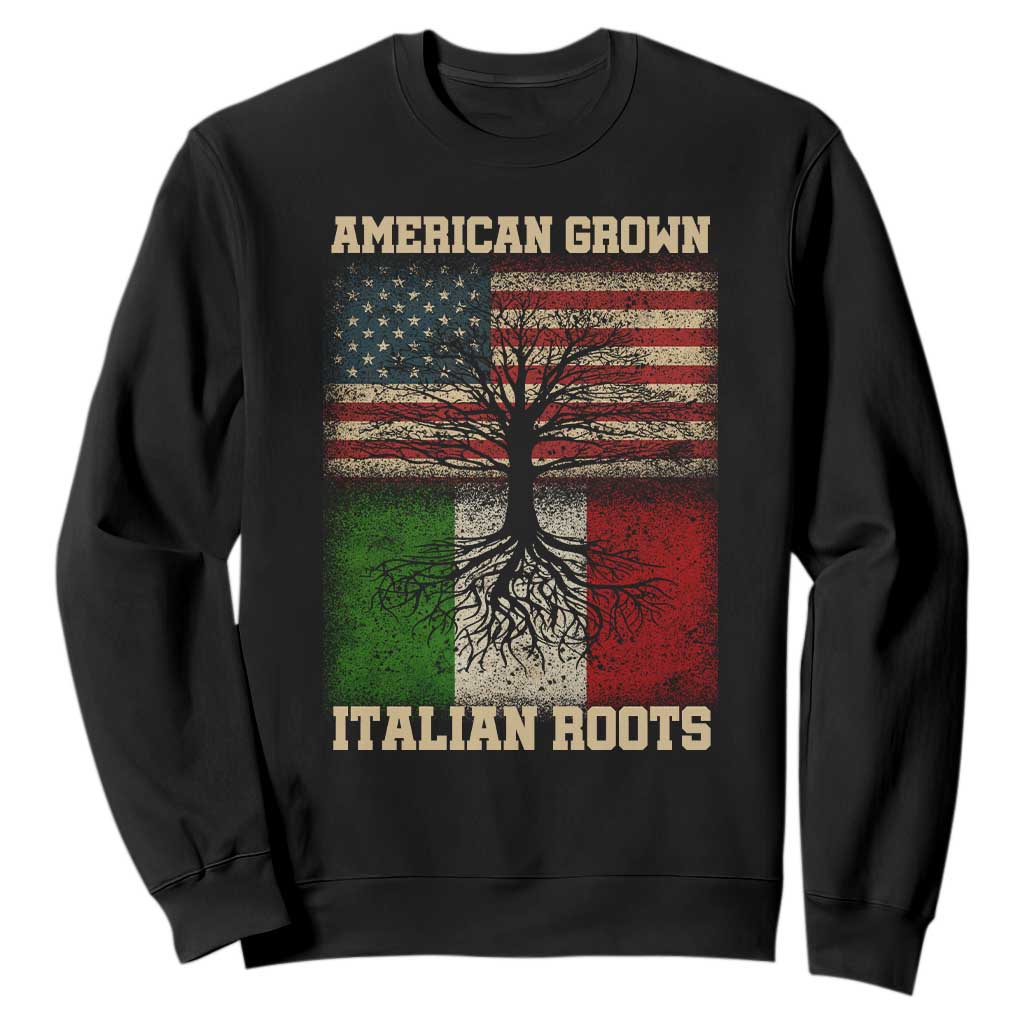 American Grown Italian Roots Sweatshirt USA Italy Flag Family Tree Italian TS10 Black Print Your Wear
