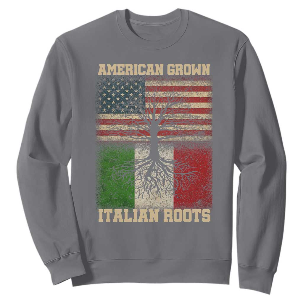 American Grown Italian Roots Sweatshirt USA Italy Flag Family Tree Italian TS10 Charcoal Print Your Wear