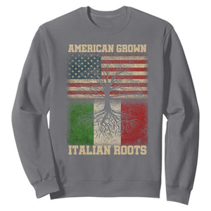 American Grown Italian Roots Sweatshirt USA Italy Flag Family Tree Italian TS10 Charcoal Print Your Wear