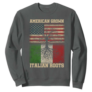 American Grown Italian Roots Sweatshirt USA Italy Flag Family Tree Italian TS10 Dark Heather Print Your Wear