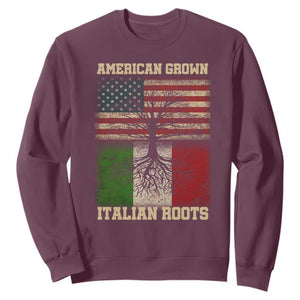 American Grown Italian Roots Sweatshirt USA Italy Flag Family Tree Italian TS10 Maroon Print Your Wear