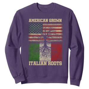 American Grown Italian Roots Sweatshirt USA Italy Flag Family Tree Italian TS10 Purple Print Your Wear
