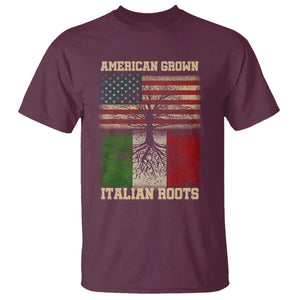 American Grown Italian Roots T Shirt USA Italy Flag Family Tree Italian TS10 Maroon Print Your Wear
