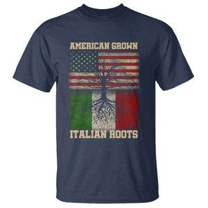 American Grown Italian Roots T Shirt USA Italy Flag Family Tree Italian TS10 Navy Print Your Wear