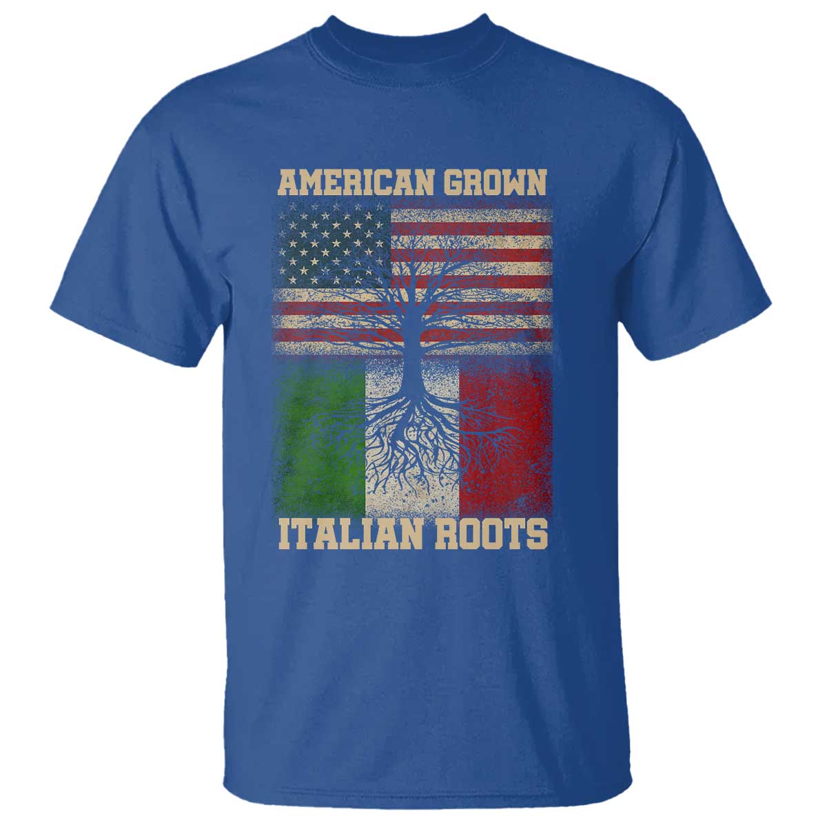 American Grown Italian Roots T Shirt USA Italy Flag Family Tree Italian TS10 Royal Blue Print Your Wear