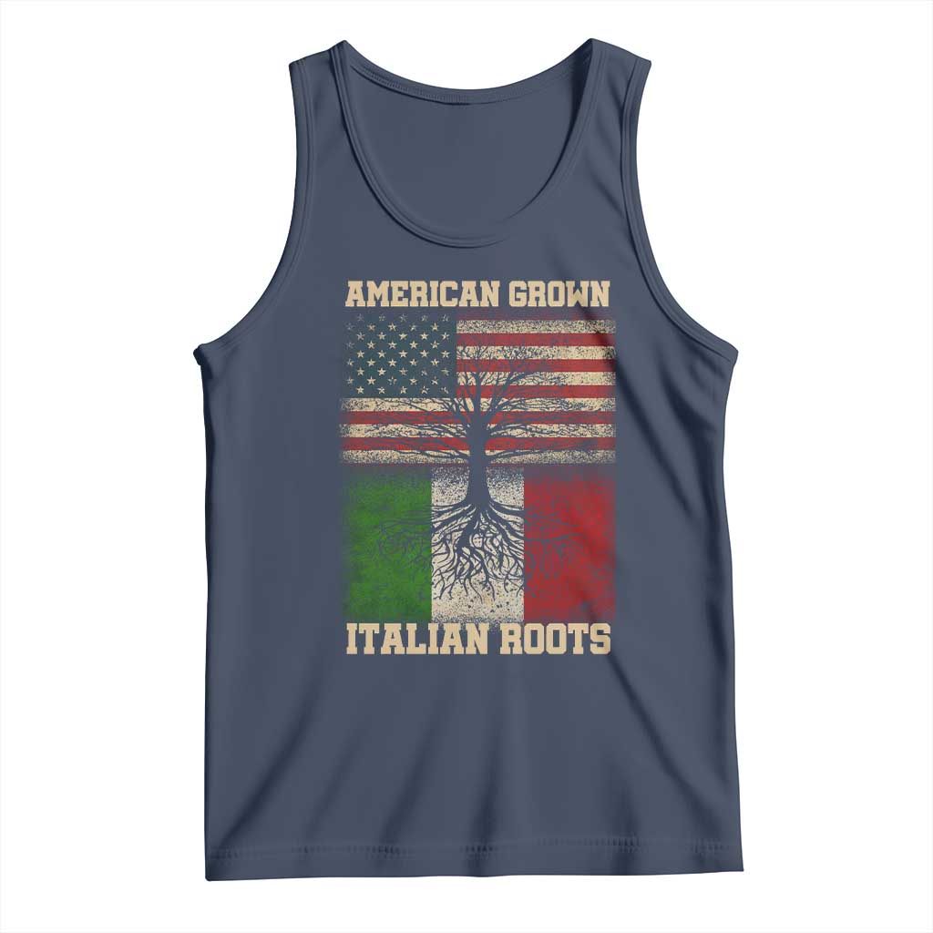 American Grown Italian Roots Tank Top USA Italy Flag Family Tree Italian TS10 Navy Print Your Wear