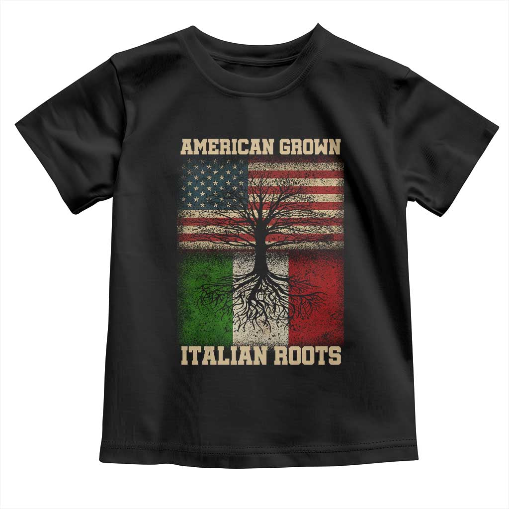 American Grown Italian Roots Toddler T Shirt USA Italy Flag Family Tree Italian TS10 Black Print Your Wear