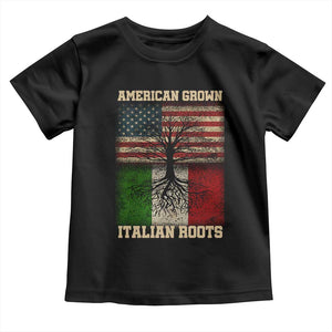 American Grown Italian Roots Toddler T Shirt USA Italy Flag Family Tree Italian TS10 Black Print Your Wear