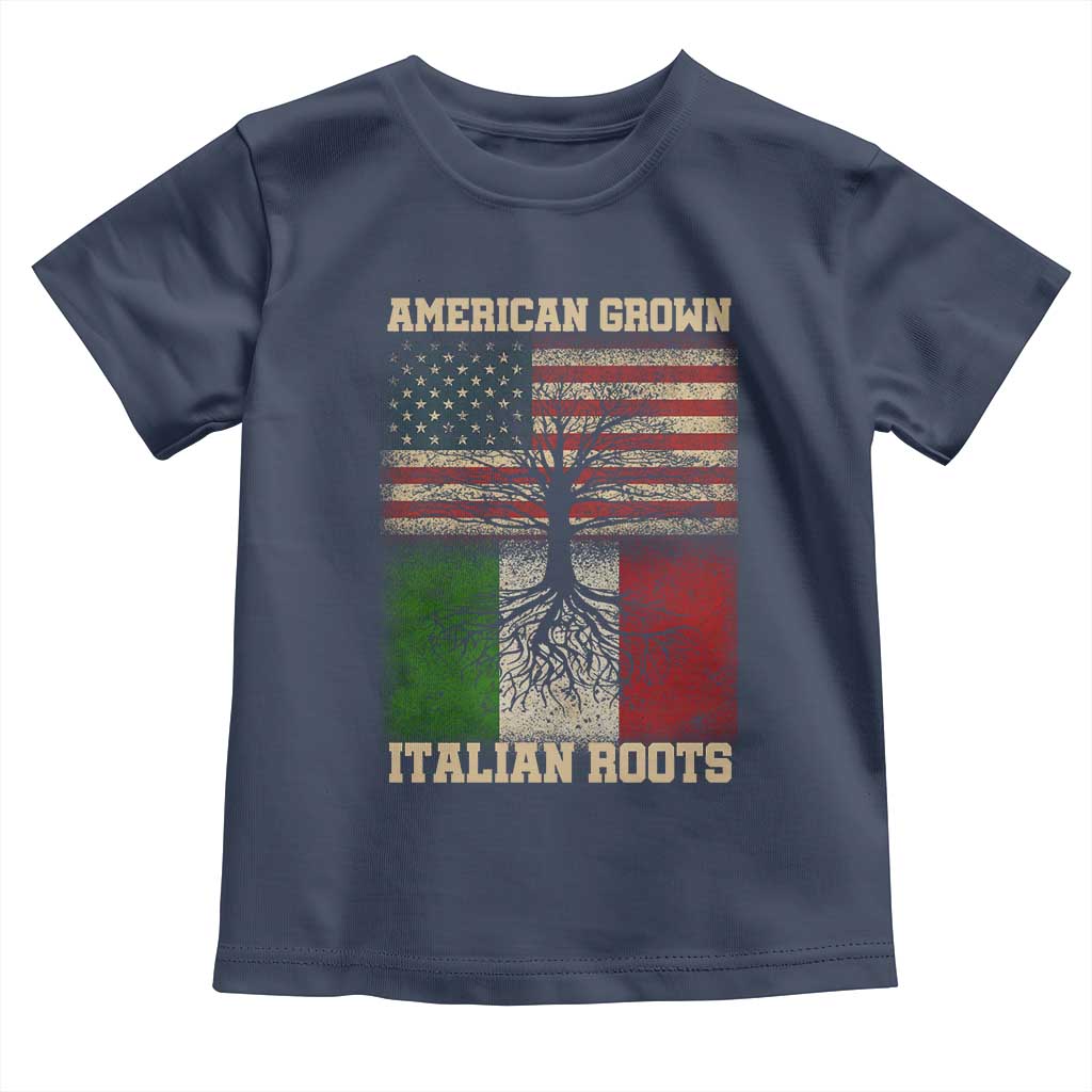 American Grown Italian Roots Toddler T Shirt USA Italy Flag Family Tree Italian TS10 Navy Print Your Wear
