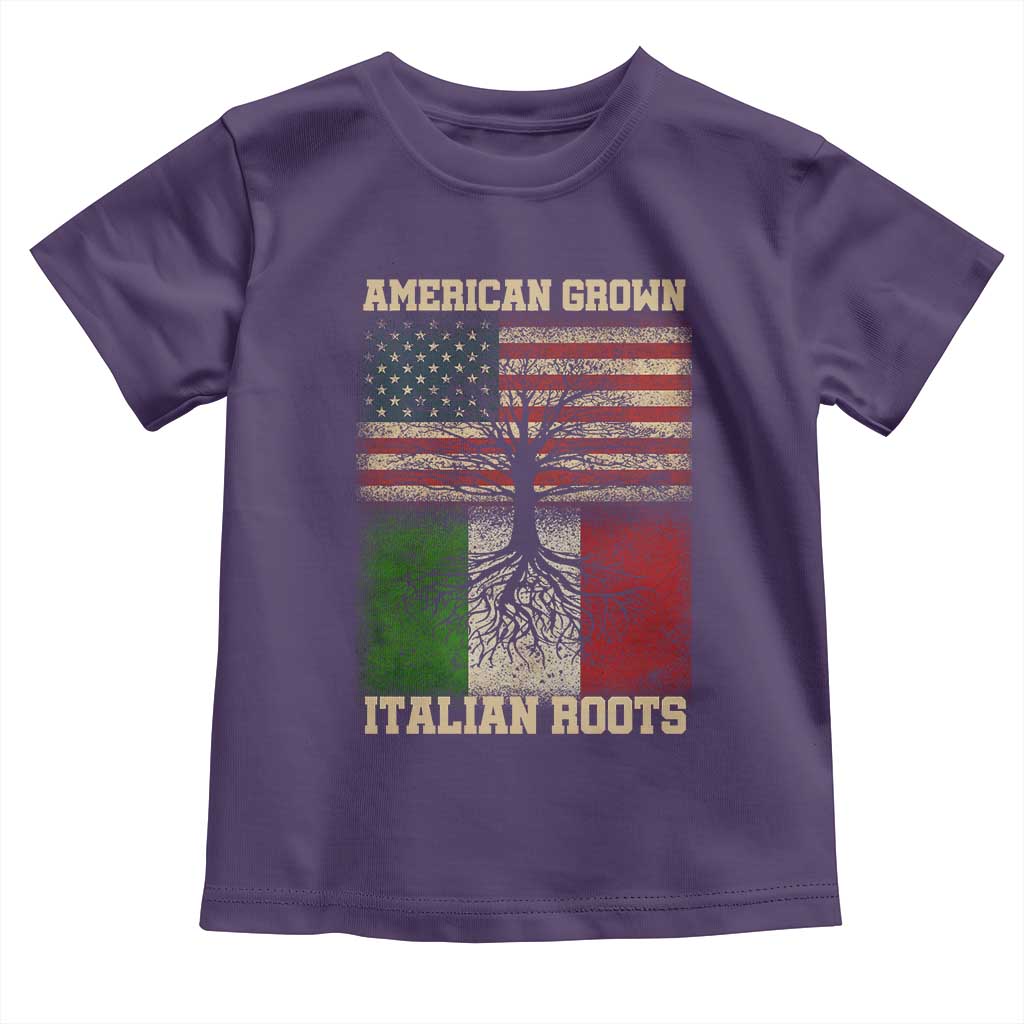 American Grown Italian Roots Toddler T Shirt USA Italy Flag Family Tree Italian TS10 Purple Print Your Wear