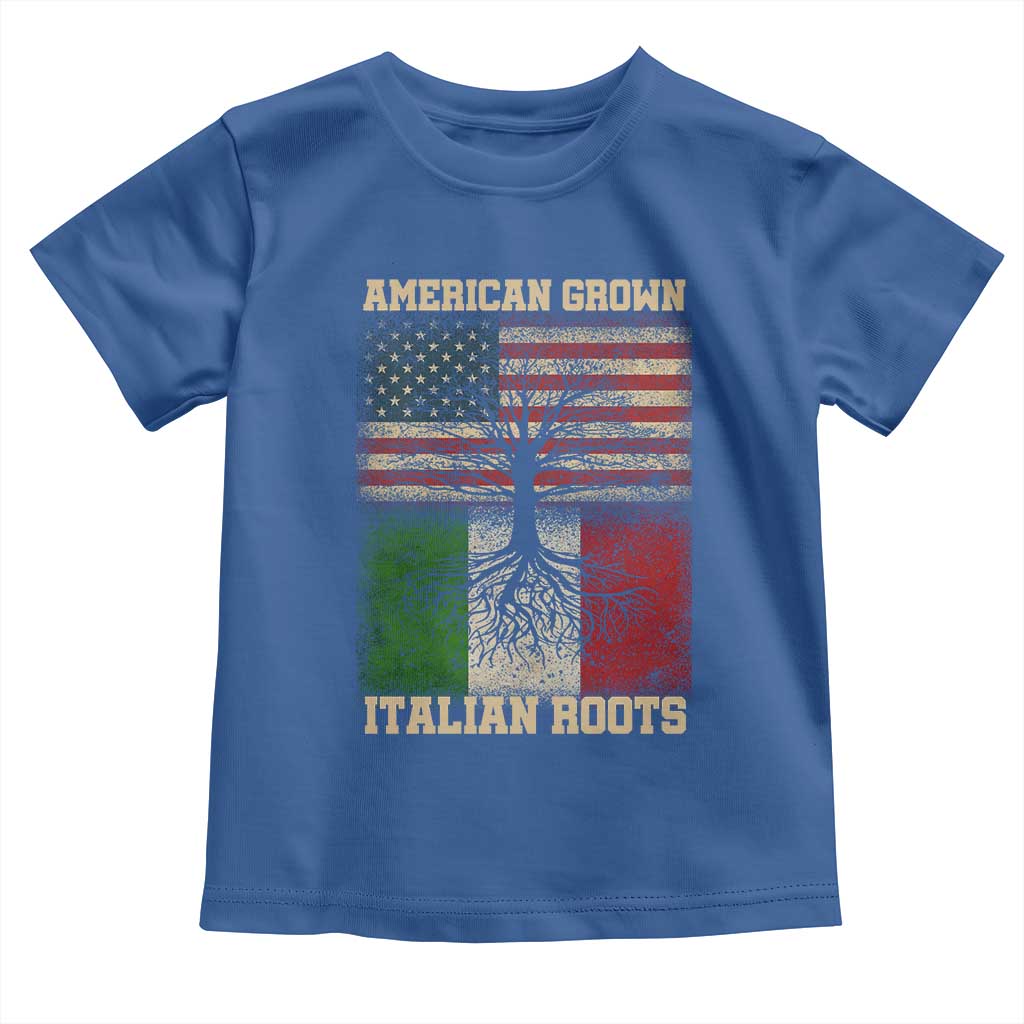 American Grown Italian Roots Toddler T Shirt USA Italy Flag Family Tree Italian TS10 Royal Blue Print Your Wear