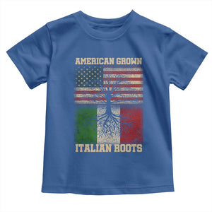 American Grown Italian Roots Toddler T Shirt USA Italy Flag Family Tree Italian TS10 Royal Blue Print Your Wear