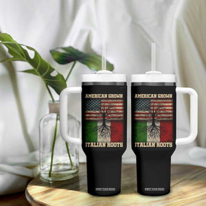 American Grown Italian Roots Tumbler With Handle USA Italy Flag Family Tree Italian TS10 Print Your Wear
