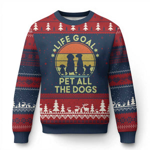 Life Goal Pet All The Dogs Ugly Christmas Sweater Retro Funny Dog Lover Gift TS10 Navy Red Print Your Wear