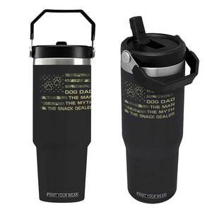 Dog Dad Flip Straw Tumbler Fathers Day Gift for Dog Lovers Camo American Flag USA TS10 One Size: 30 oz Black Print Your Wear