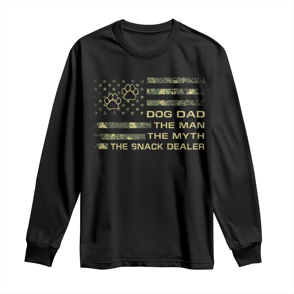 Dog Dad Long Sleeve Shirt Fathers Day Gift for Dog Lovers Camo American Flag USA TS10 Black Print Your Wear