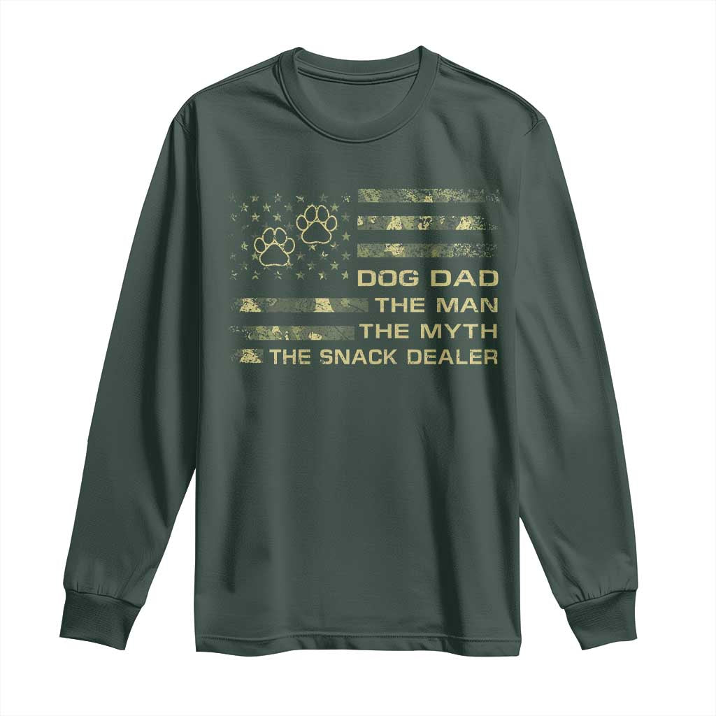 Dog Dad Long Sleeve Shirt Fathers Day Gift for Dog Lovers Camo American Flag USA TS10 Dark Forest Green Print Your Wear