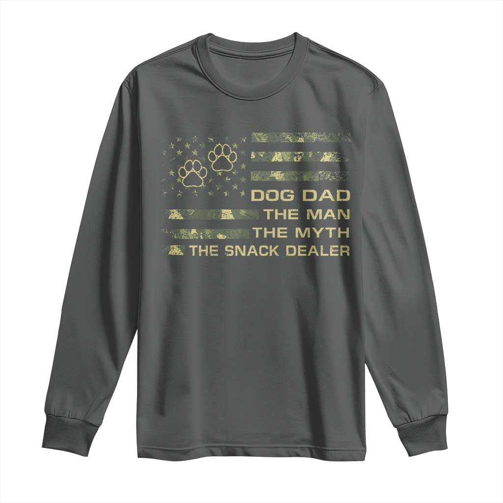 Dog Dad Long Sleeve Shirt Fathers Day Gift for Dog Lovers Camo American Flag USA TS10 Dark Heather Print Your Wear