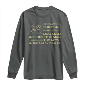 Dog Dad Long Sleeve Shirt Fathers Day Gift for Dog Lovers Camo American Flag USA TS10 Dark Heather Print Your Wear
