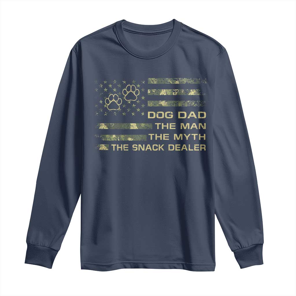 Dog Dad Long Sleeve Shirt Fathers Day Gift for Dog Lovers Camo American Flag USA TS10 Navy Print Your Wear