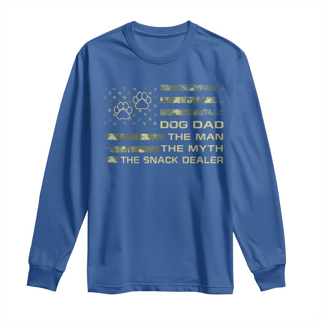 Dog Dad Long Sleeve Shirt Fathers Day Gift for Dog Lovers Camo American Flag USA TS10 Royal Blue Print Your Wear