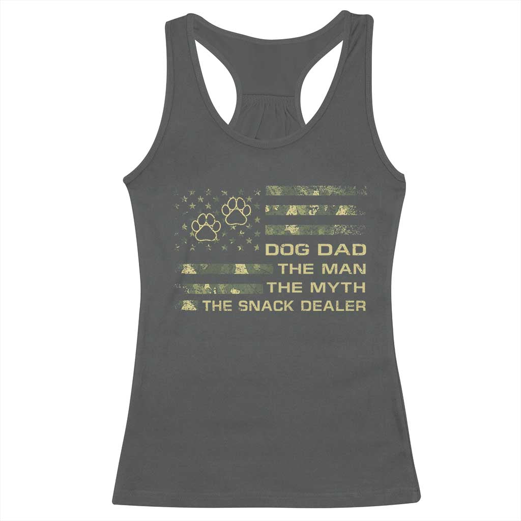 Dog Dad Racerback Tank Top Fathers Day Gift for Dog Lovers Camo American Flag USA TS10 Dark Heather Print Your Wear