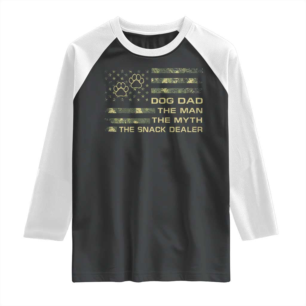 Dog Dad Raglan Shirt Fathers Day Gift for Dog Lovers Camo American Flag USA TS10 Black White Print Your Wear