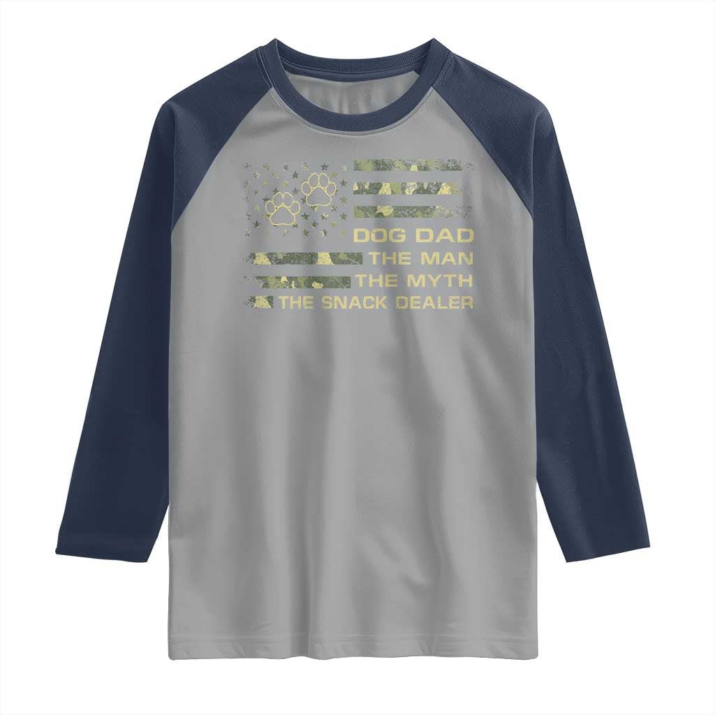 Dog Dad Raglan Shirt Fathers Day Gift for Dog Lovers Camo American Flag USA TS10 Sport Gray Navy Print Your Wear