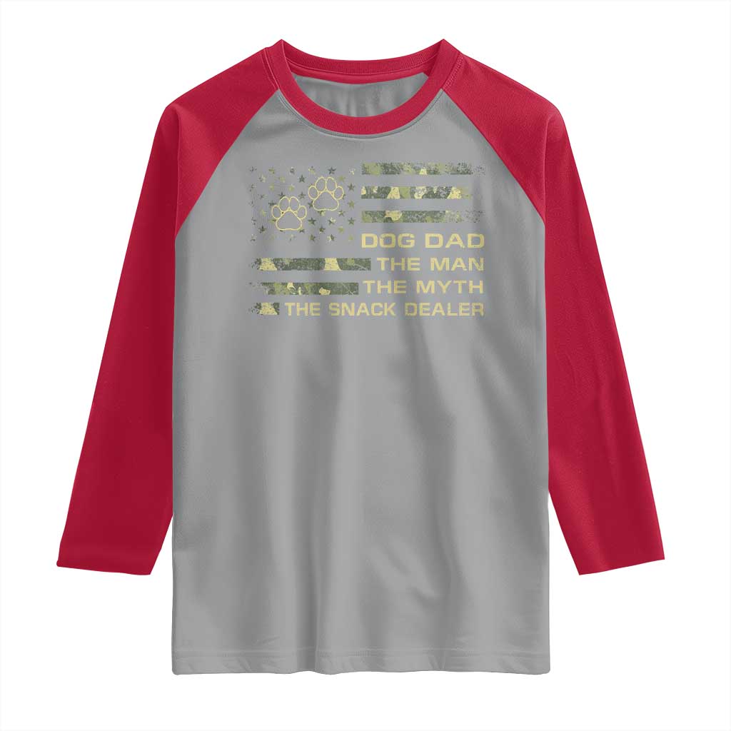 Dog Dad Raglan Shirt Fathers Day Gift for Dog Lovers Camo American Flag USA TS10 Sport Gray Red Print Your Wear