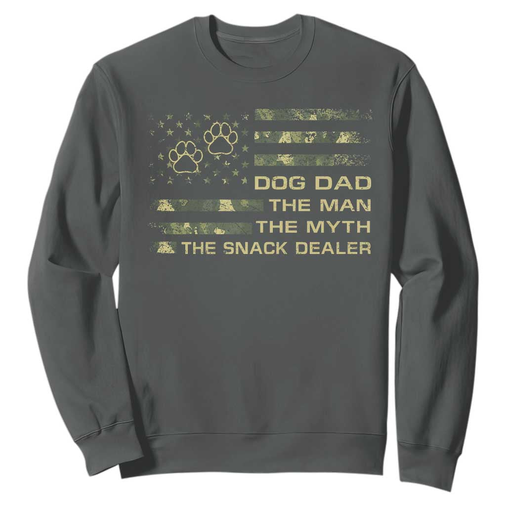 Dog Dad Sweatshirt Fathers Day Gift for Dog Lovers Camo American Flag USA TS10 Dark Heather Print Your Wear