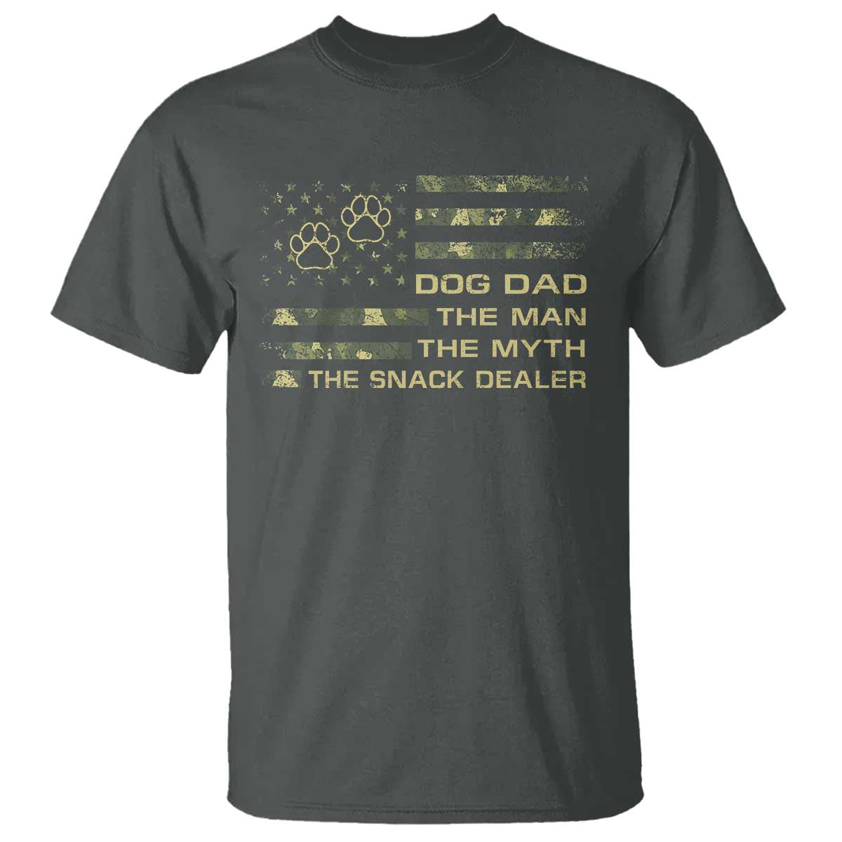 Dog Dad T Shirt Fathers Day Gift for Dog Lovers Camo American Flag USA TS10 Dark Heather Print Your Wear