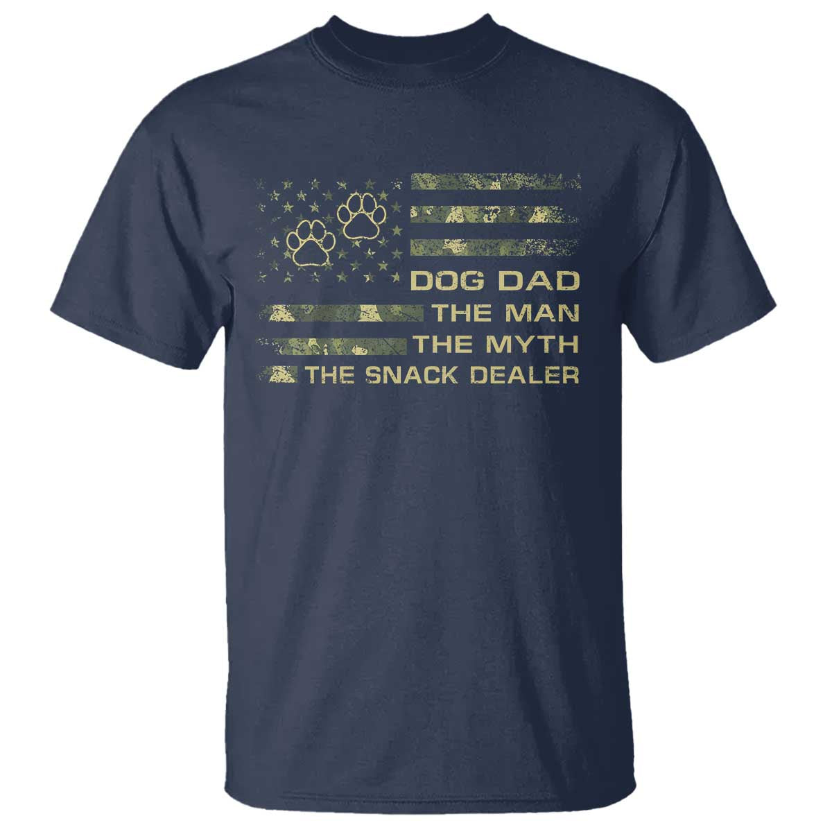 Dog Dad T Shirt Fathers Day Gift for Dog Lovers Camo American Flag USA TS10 Navy Print Your Wear