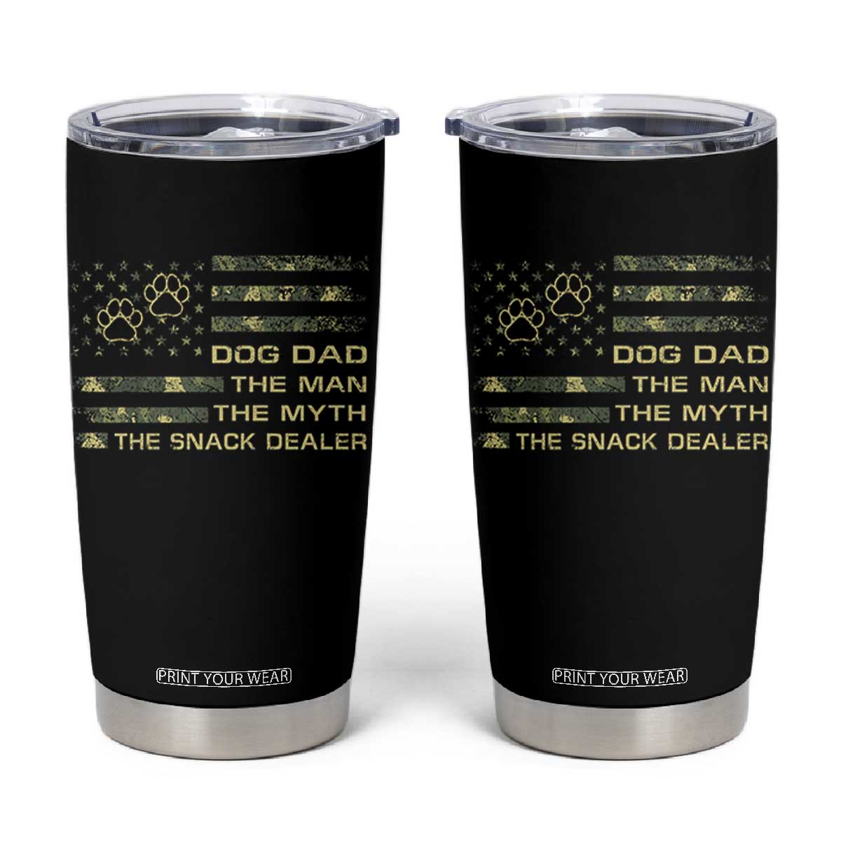 Dog Dad Tumbler Cup Fathers Day Gift for Dog Lovers Camo American Flag USA TS10 Black Print Your Wear