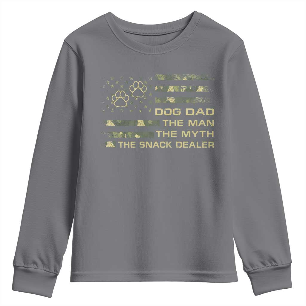 Dog Dad Youth Sweatshirt Fathers Day Gift for Dog Lovers Camo American Flag USA TS10 Charcoal Print Your Wear