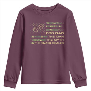 Dog Dad Youth Sweatshirt Fathers Day Gift for Dog Lovers Camo American Flag USA TS10 Maroon Print Your Wear
