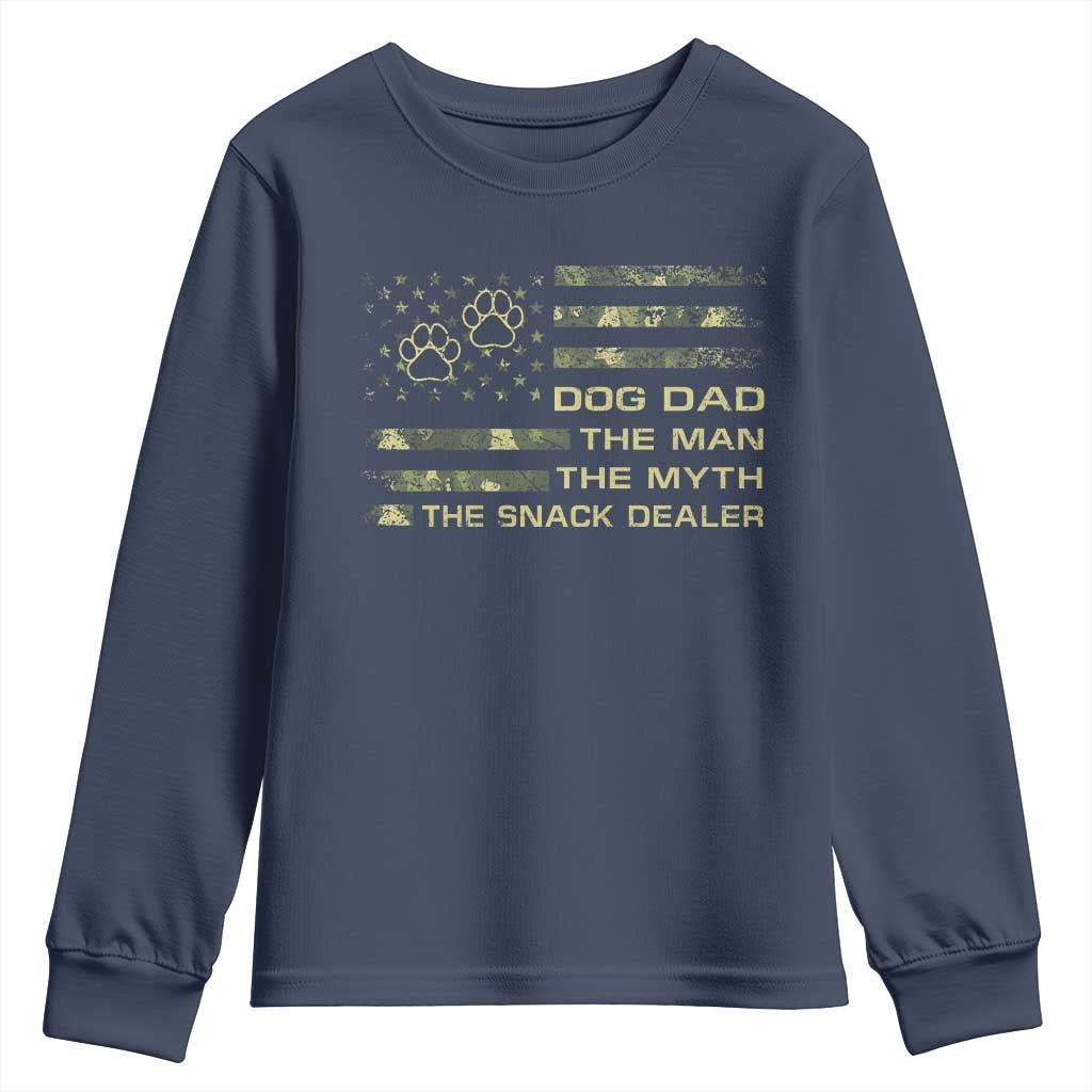 Dog Dad Youth Sweatshirt Fathers Day Gift for Dog Lovers Camo American Flag USA TS10 Navy Print Your Wear