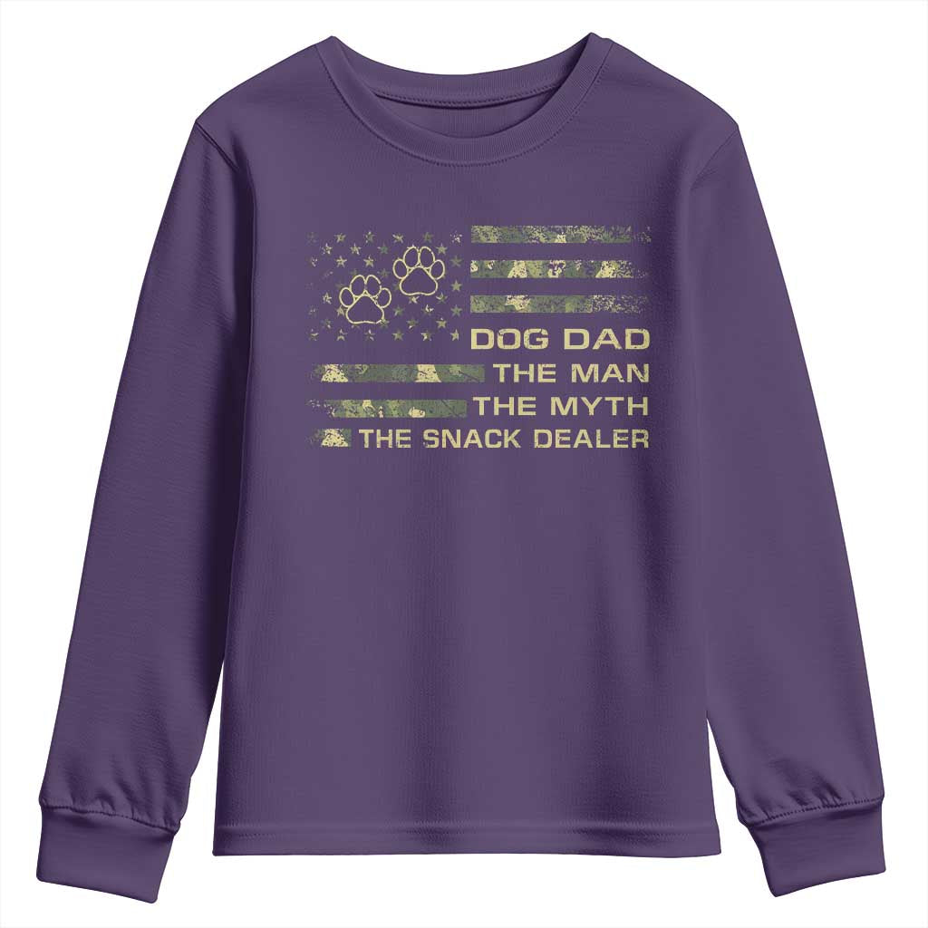 Dog Dad Youth Sweatshirt Fathers Day Gift for Dog Lovers Camo American Flag USA TS10 Purple Print Your Wear