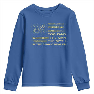 Dog Dad Youth Sweatshirt Fathers Day Gift for Dog Lovers Camo American Flag USA TS10 Royal Blue Print Your Wear