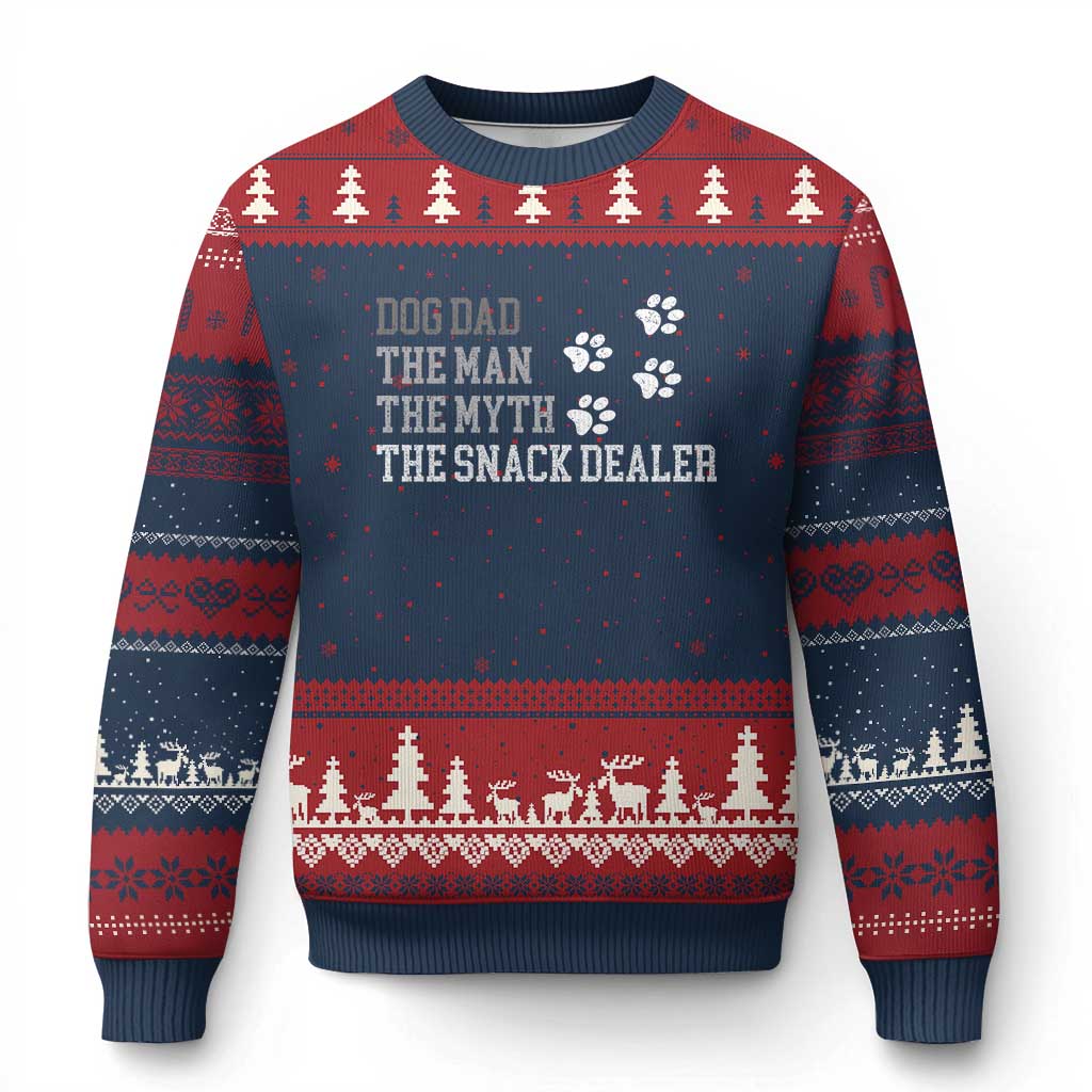 Dog Dad Ugly Christmas Sweater Fathers Day Gift for Dog Lovers Retro Vintage TS10 Navy Red Print Your Wear