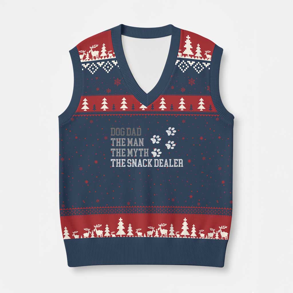 Dog Dad V-Neck Knit Sweater Vest Fathers Day Gift for Dog Lovers Retro Vintage TS10 Navy Red Print Your Wear