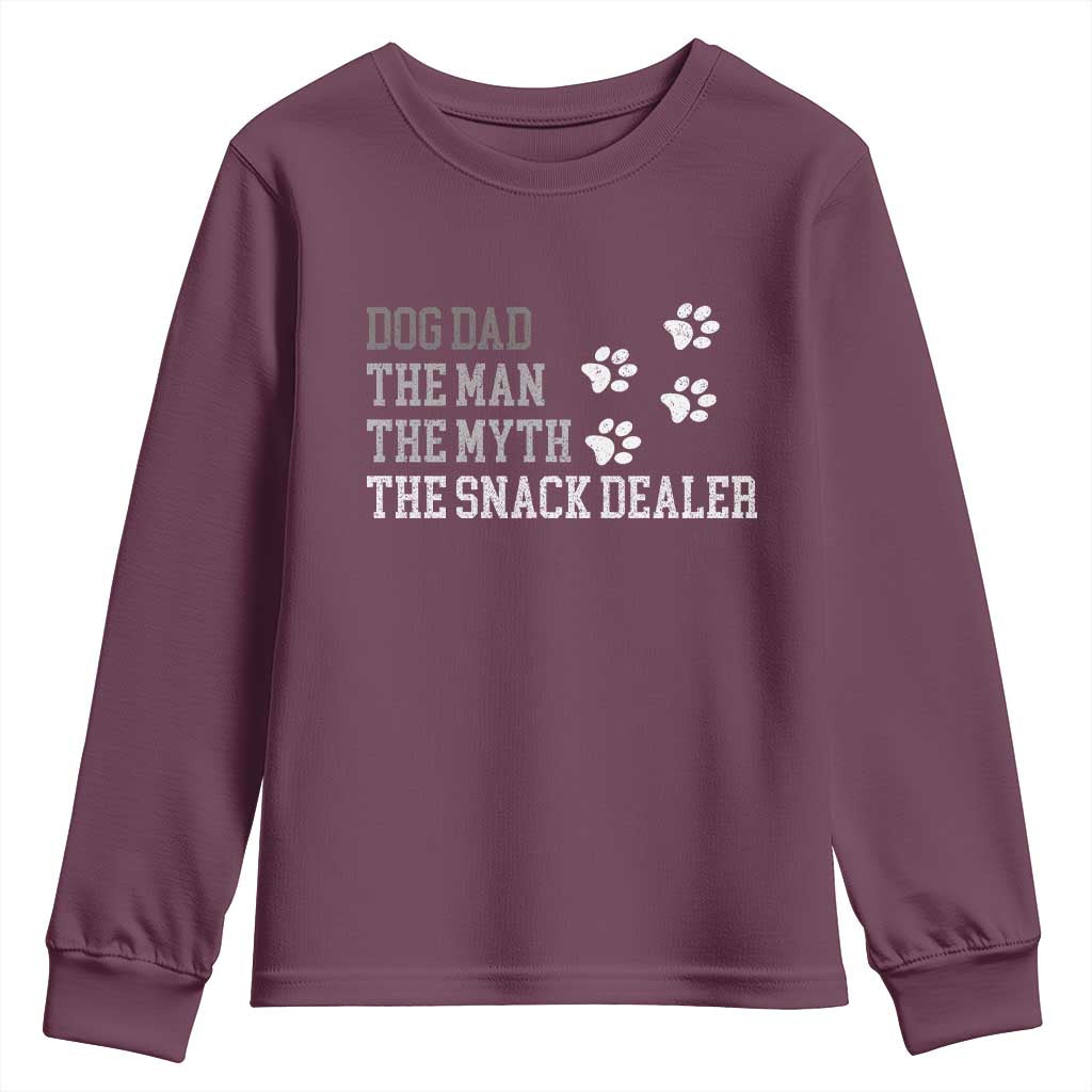 Dog Dad Youth Sweatshirt Fathers Day Gift for Dog Lovers Retro Vintage TS10 Maroon Print Your Wear