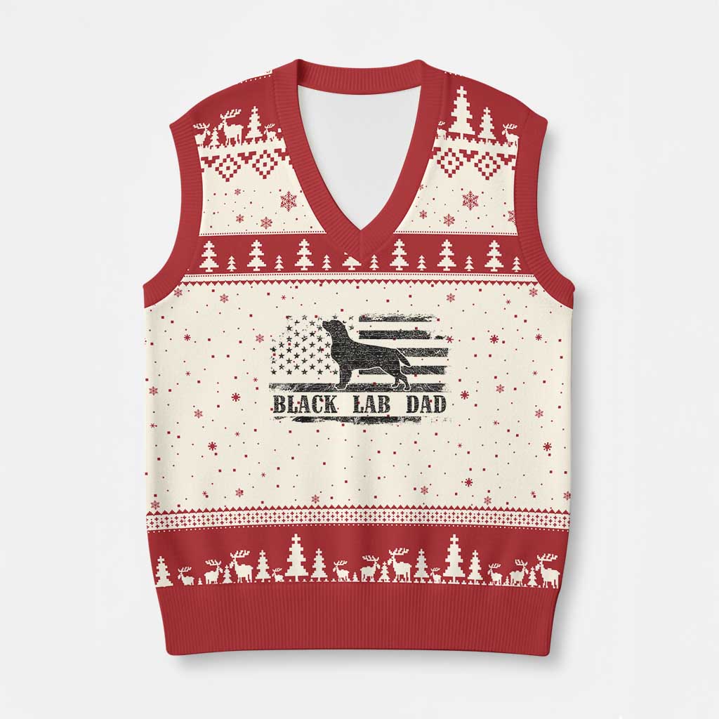 Black Lab Dad V-Neck Knit Sweater Vest Funny Labrador Dad Fathers Day Gift for Dog Lovers TS10 Beige Red Print Your Wear