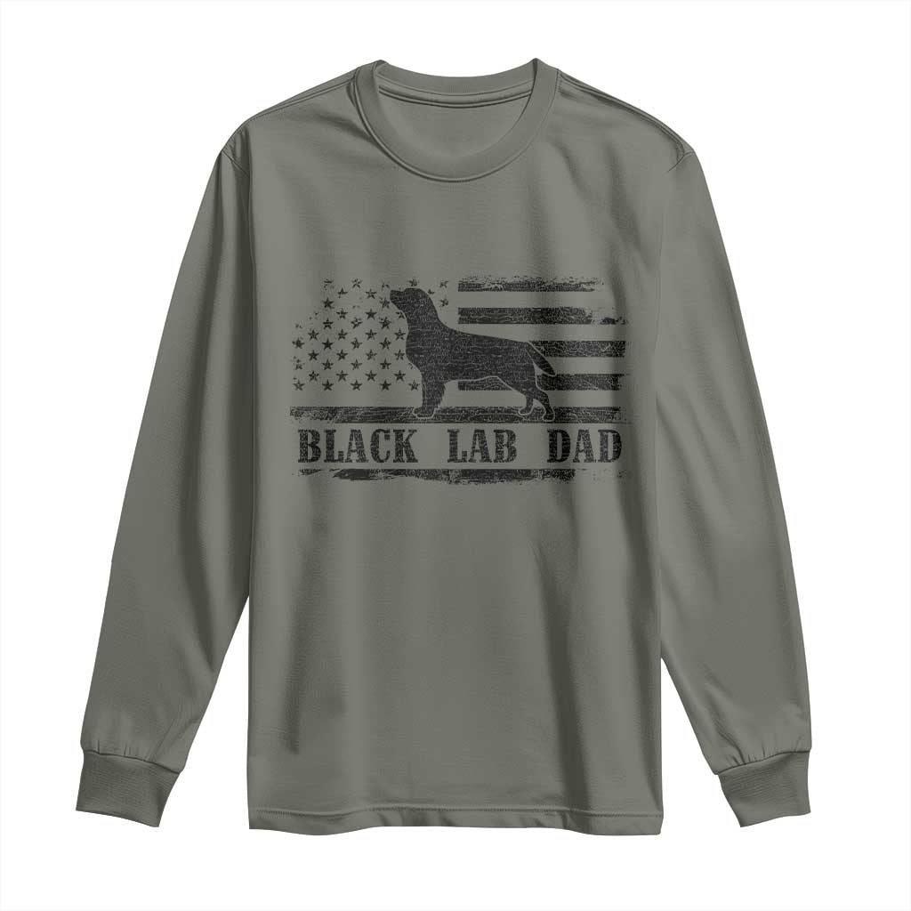 Black Lab Dad Long Sleeve Shirt Funny Labrador Dad Fathers Day Gift for Dog Lovers TS10 Military Green Print Your Wear