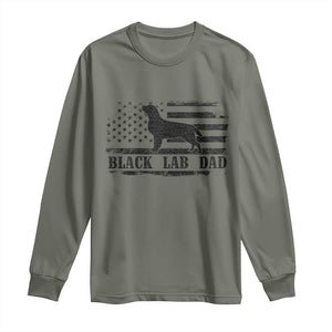 Black Lab Dad Long Sleeve Shirt Funny Labrador Dad Fathers Day Gift for Dog Lovers TS10 Military Green Print Your Wear